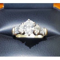 Estate 1.50Ct Oval Brilliant Diamond Wedding Ring 14k